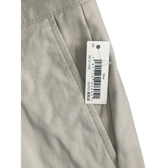 Amazon Essentials Slim-Fit 9" Stretch Chino Short 100% Cotton Light Grey 34W - Picture 7 of 11